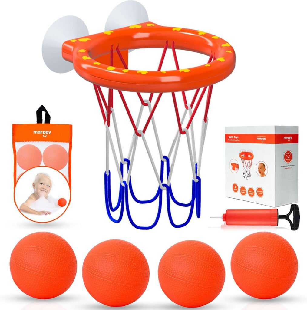 Marppy Bath Toy Basketball Hoop for Toddlers Kids and Boys