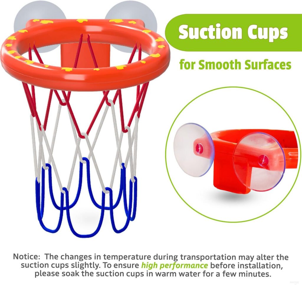 Marppy Bath Toy Basketball Hoop for Toddlers Kids and Boys with 3 mold free balls hard plastic