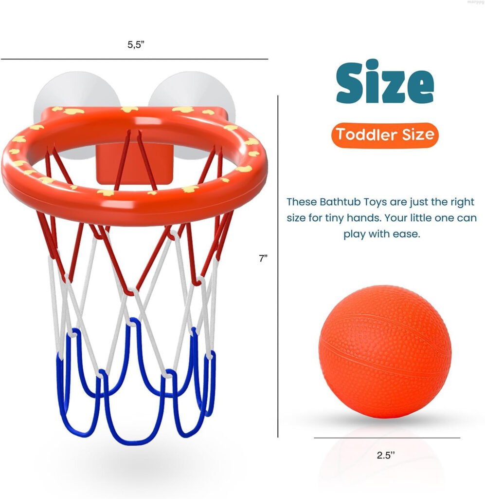 Marppy Bath Toy Basketball Hoop for Toddlers Kids and Boys