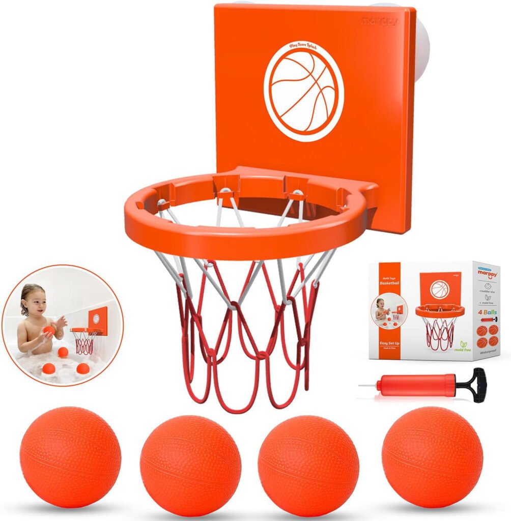 Marppy Bath Toy Basketball Hoop for Toddlers Kids and Boys