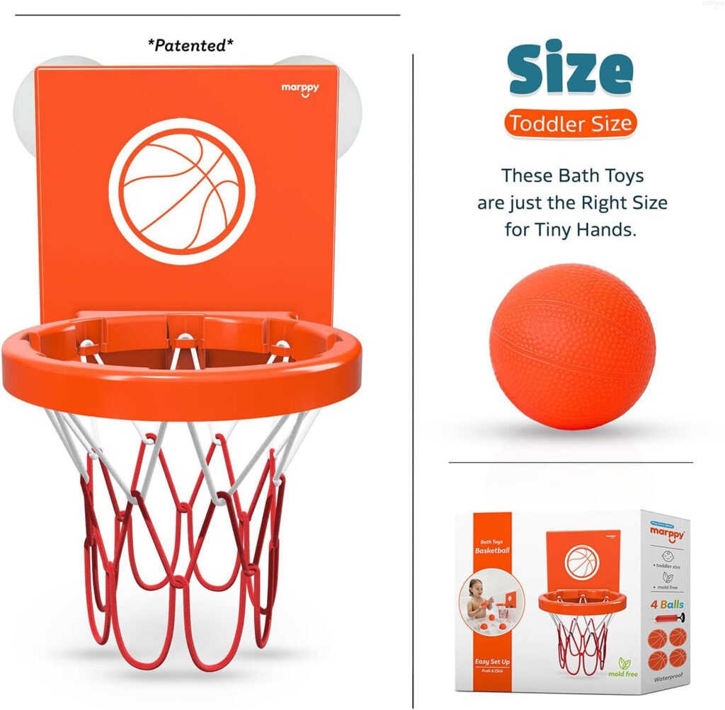 Marppy Bath Toy Basketball Hoop for Toddlers Kids and Boys