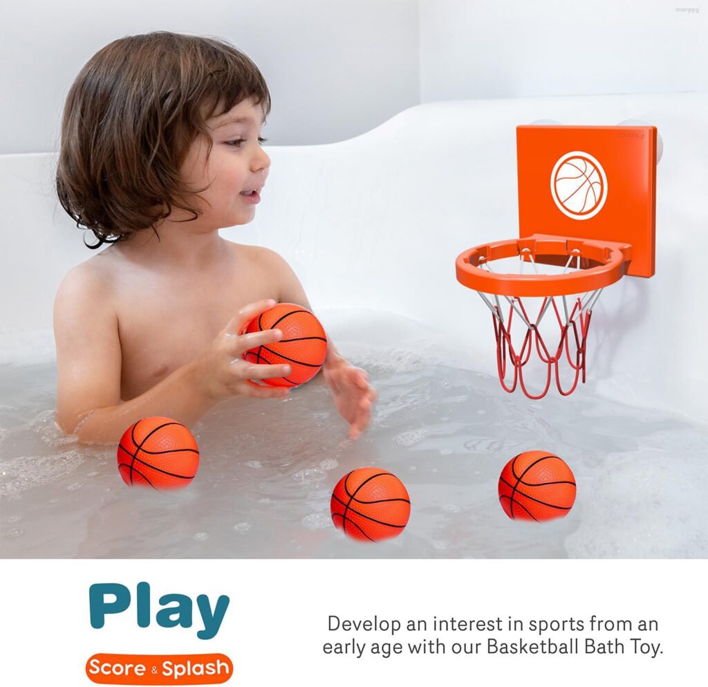Marppy Bath Toy Basketball Hoop for Toddlers Kids and Boys
