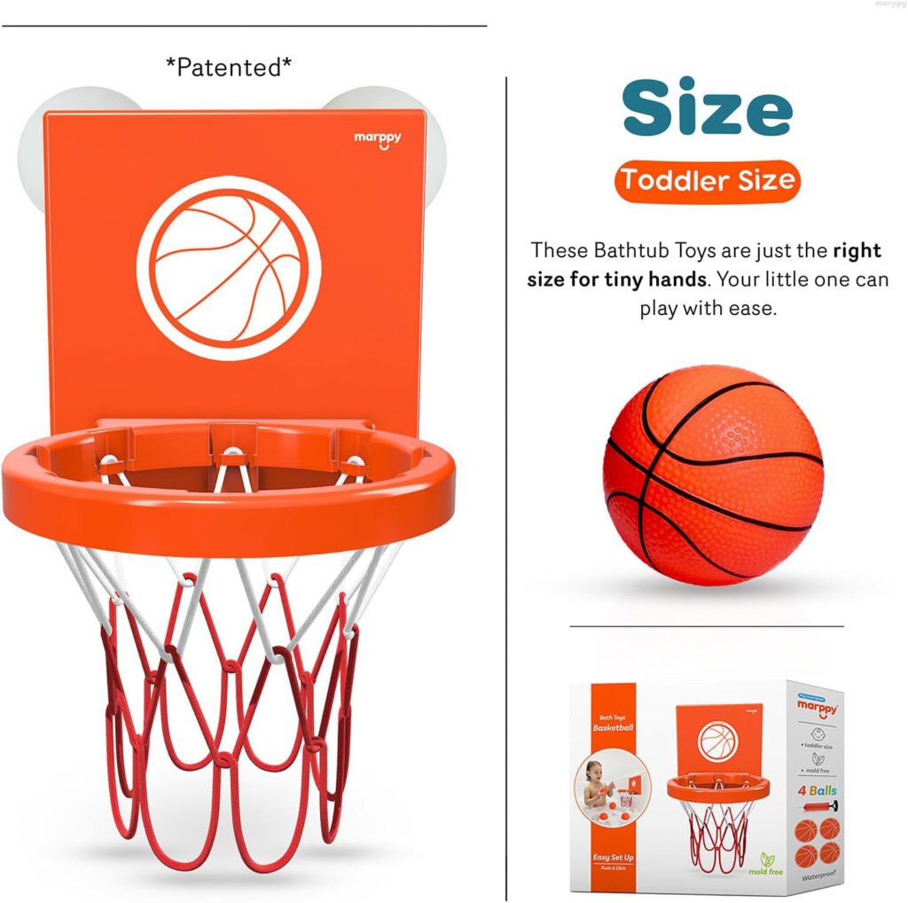 Marppy Bath Toy Basketball Hoop for Toddlers Kids and Boys
