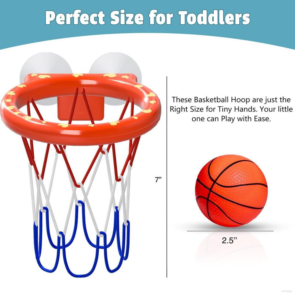 Marppy Bath Toy Basketball Hoop for Toddlers Kids and Boys